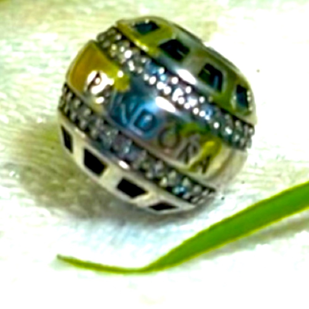 Pandora bracelet charm ball pave 925 ale sterling silver logo